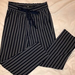 Zara Navy Blue Pinstripe Jogger Pants